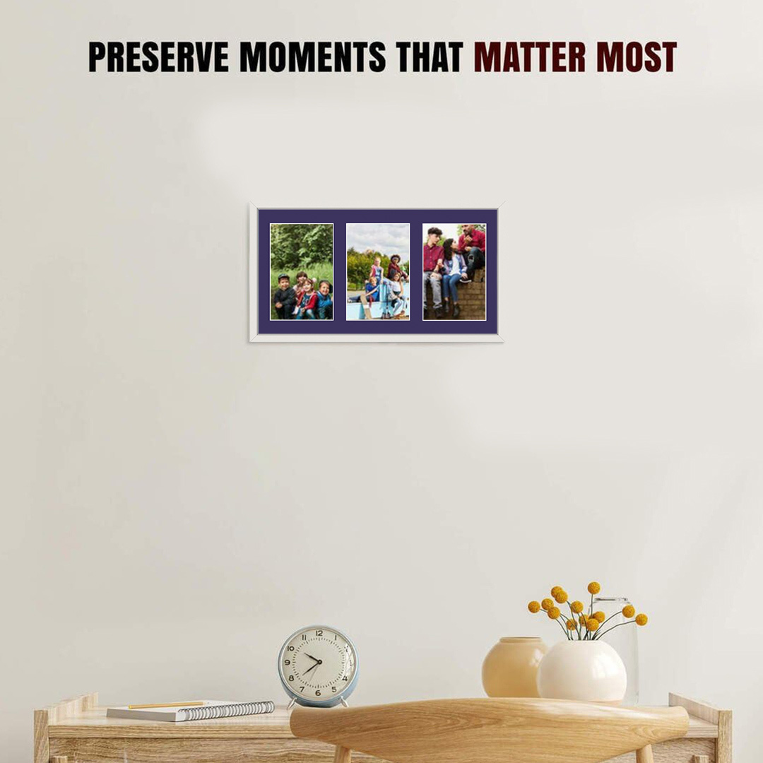 40x20cm White Sleek Multi Aperture Photo Frame - Fits 6x4" (x3) Photos | Collage Frame thumbnail 2