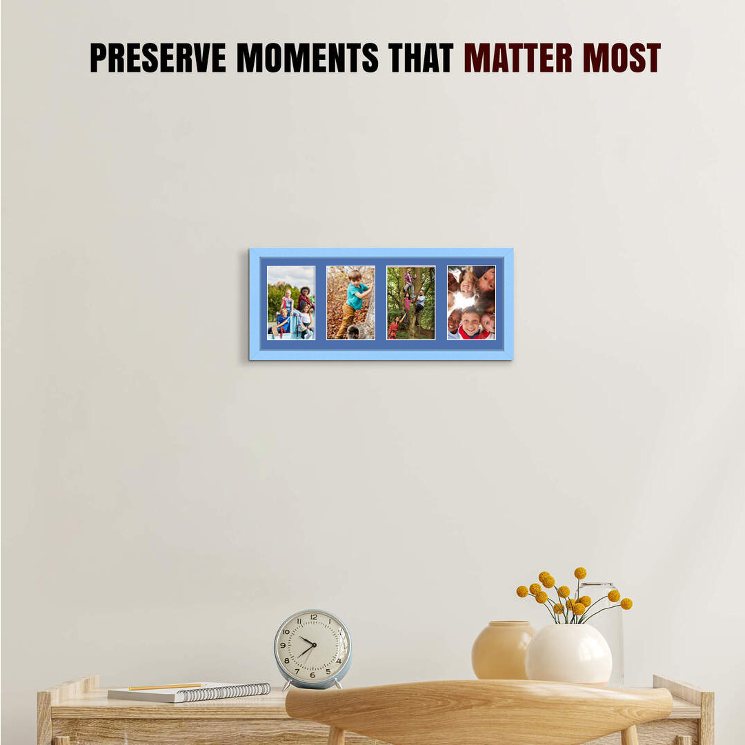 50x20cm Sleek Baby Blue Multi Aperture Photo Frame - Fits 6x4" (x4) Photos | Collage Frame thumbnail 2