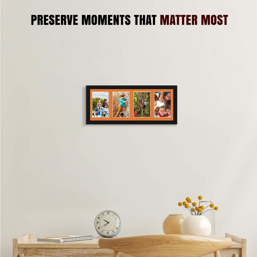 50x20cm Black Sleek Multi Aperture Photo Frame - Fits 6x4" (x4) Photos | Collage Frame thumbnail 2