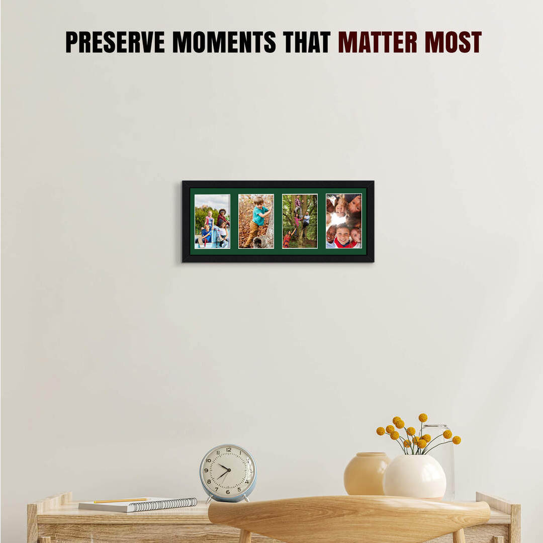 50x20cm Sleek Black Multi Aperture Photo Frame - Fits 6x4" (x4) Photos | Collage Frame thumbnail 2