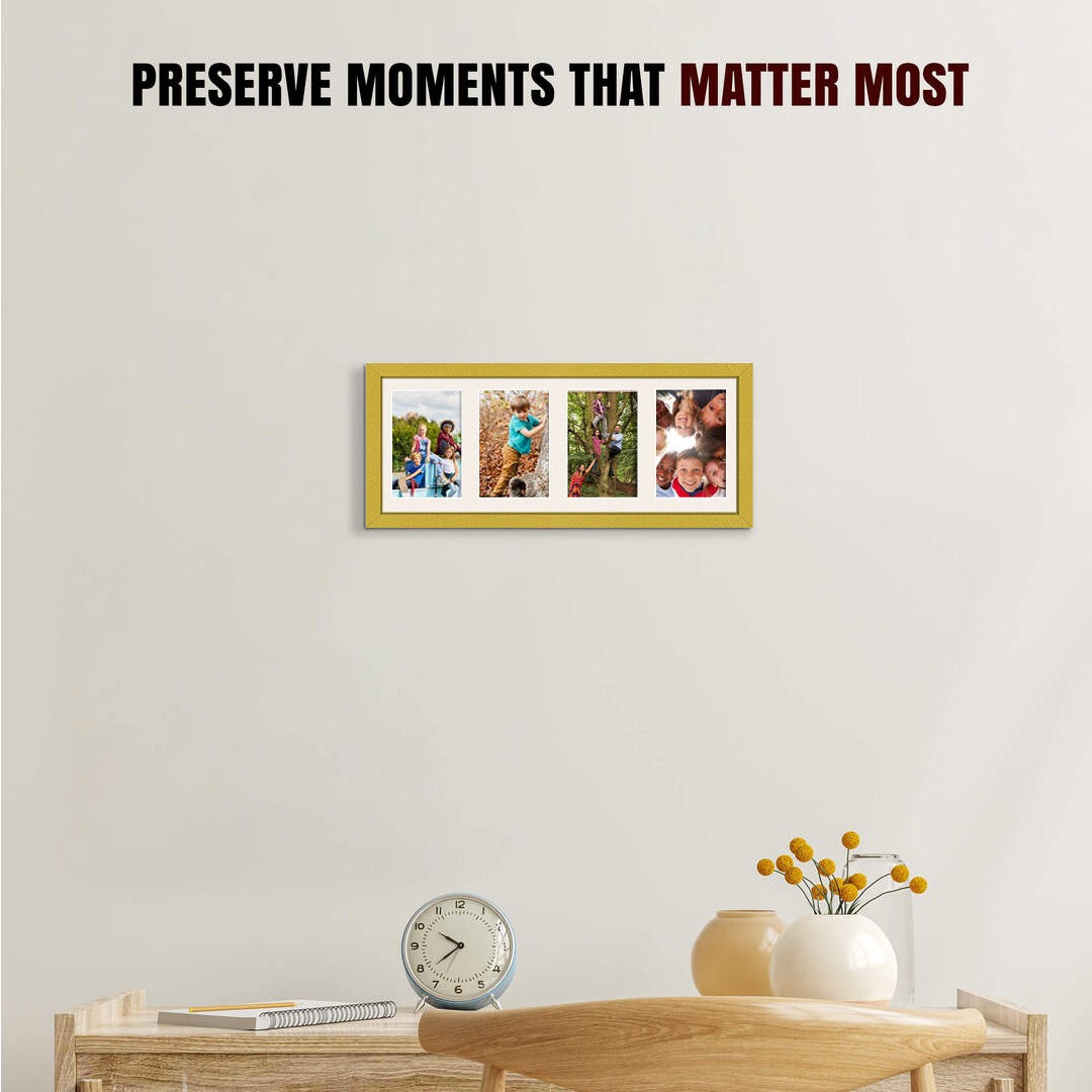 50x20cm Sleek Gold Multi Aperture Photo Frame - Fits 6x4" (x4) Photos | Collage Frame thumbnail 2