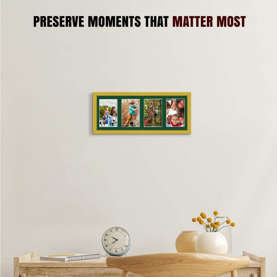 50x20cm Sleek Gold Multi Aperture Photo Frame - Fits 6x4" (x4) Photos | Collage Frame thumbnail 2