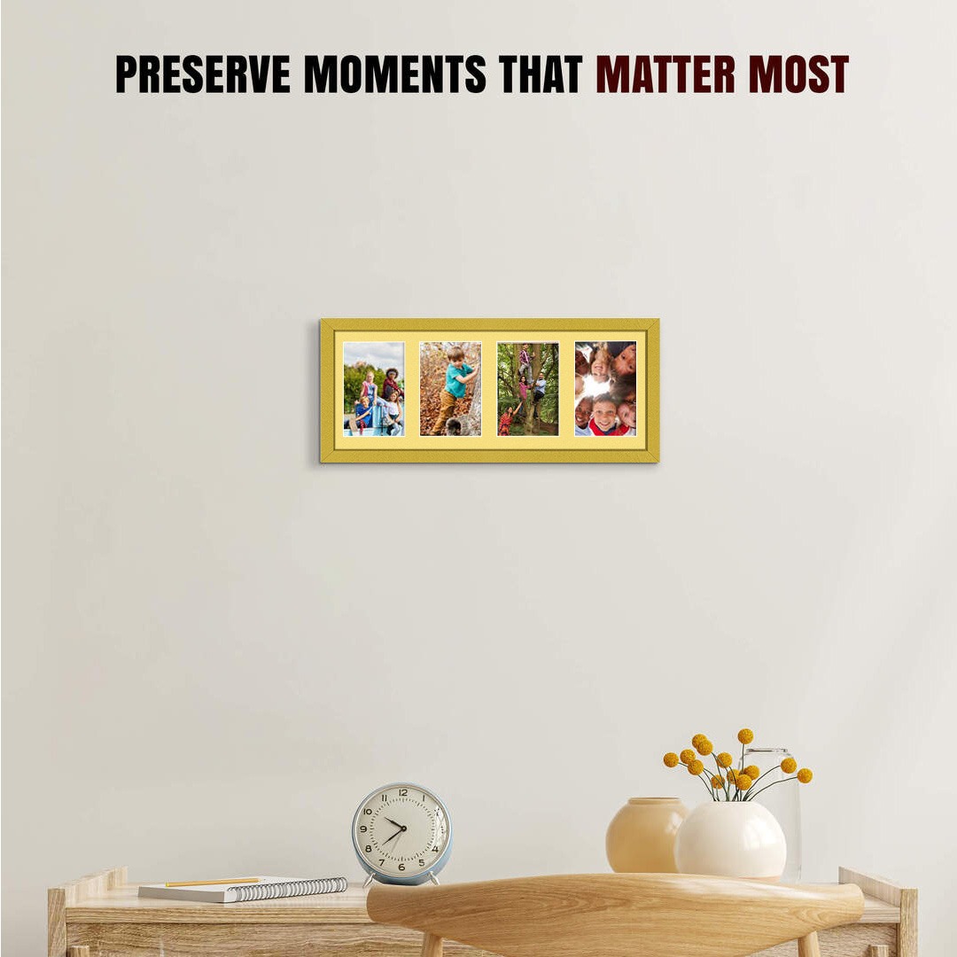 50x20cm Sleek Gold Multi Aperture Photo Frame - Fits 6x4" (x4) Photos | Collage Frame thumbnail 2
