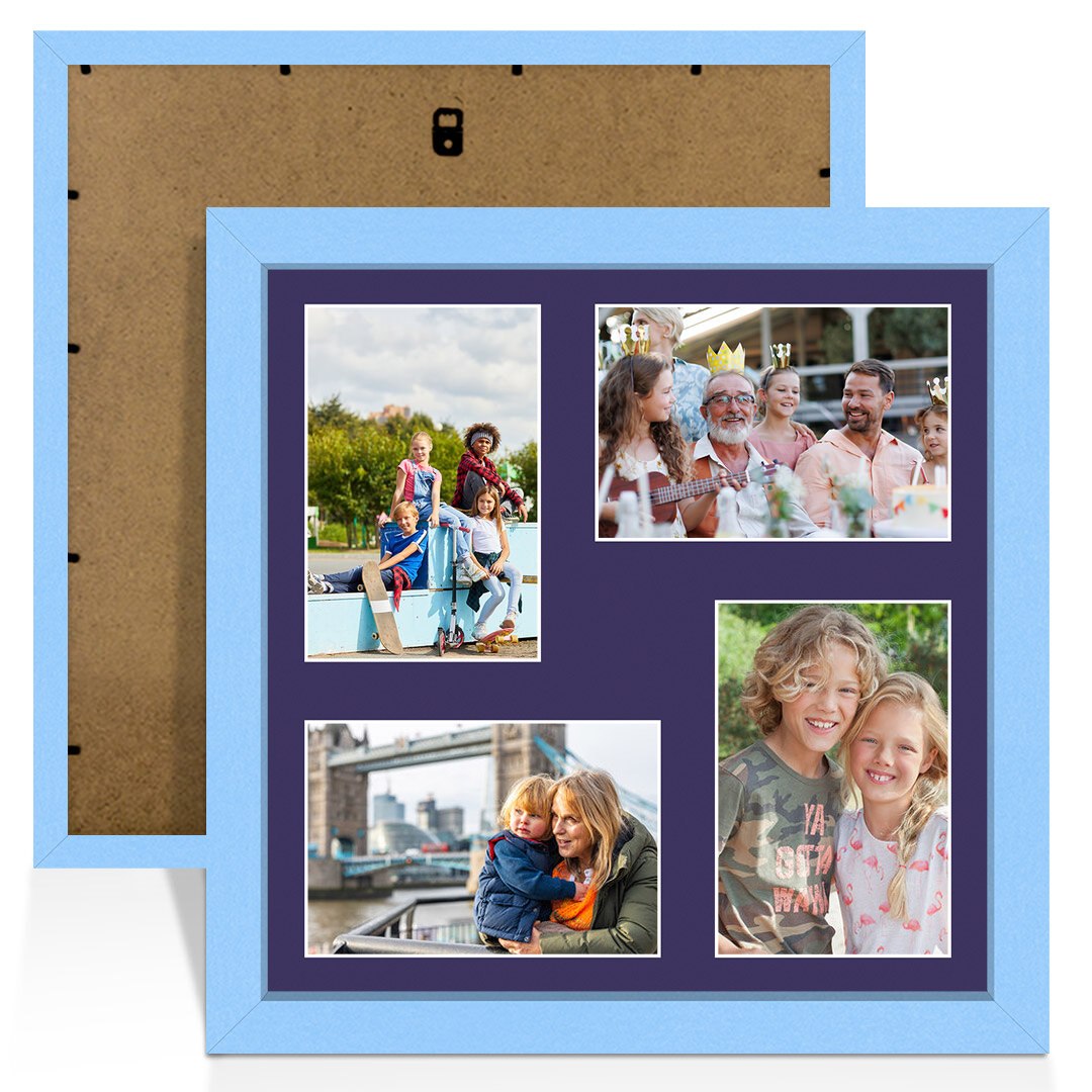 12x12" Sleek Baby Blue Multi Aperture Photo Frame - Fits 6x4" (x4) Photos | Collage Frame
