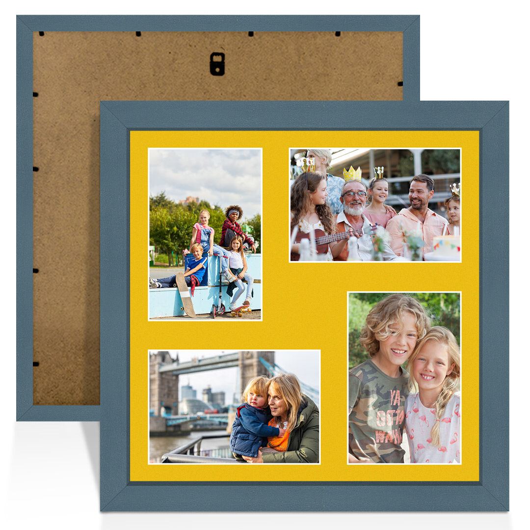 12x12" Sleek Navy Blue Multi Aperture Photo Frame - Fits 6x4" (x4) Photos | Collage Frame
