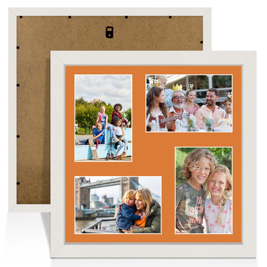 12x12" White Sleek Multi Aperture Photo Frame - Fits 6x4" (x4) Photos | Collage Frame thumbnail 1