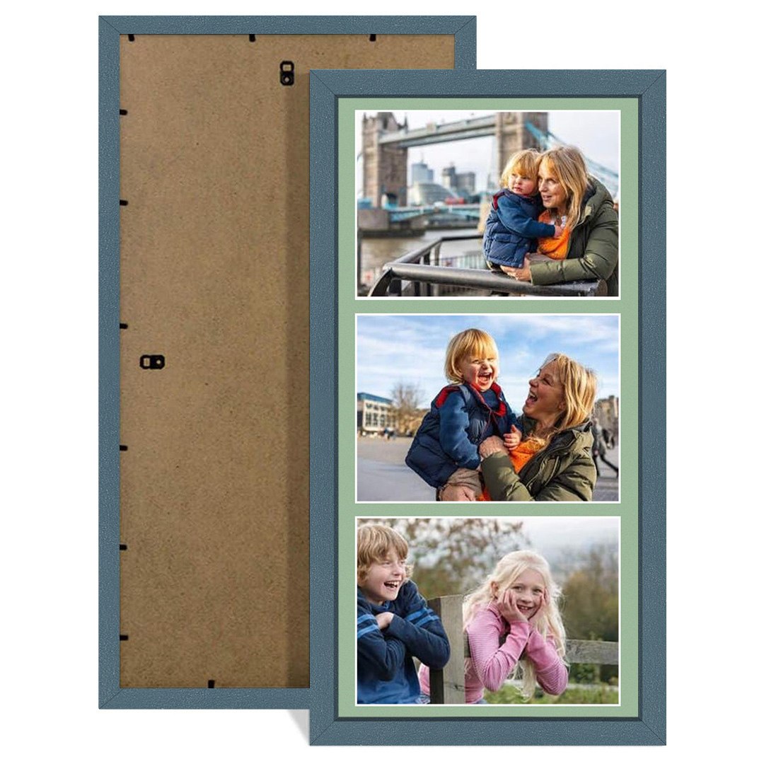 16x8" Sleek Navy Blue Multi Aperture Photo Frame - Fits 7x5" (x3) Photos | Collage Frame
