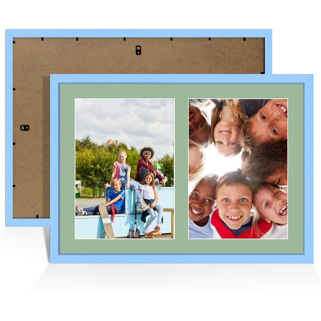 20x14" Baby Blue Sleek Multi Aperture Photo Frame - Fits A4 (x2) Photos | Collage Frame