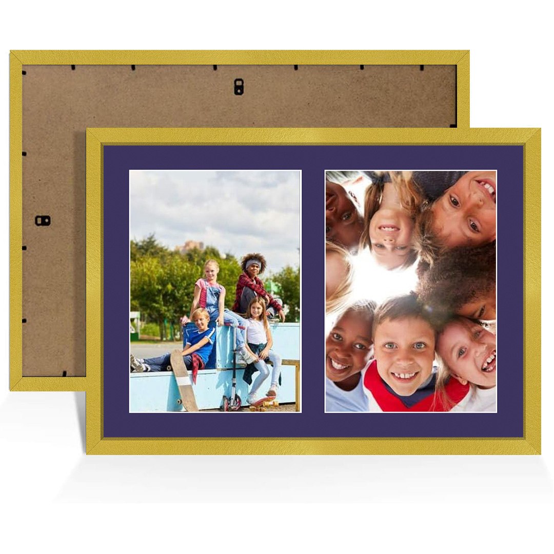 20x14" Gold Sleek Multi Aperture Photo Frame - Fits A4 (x2) Photos | Collage Frame