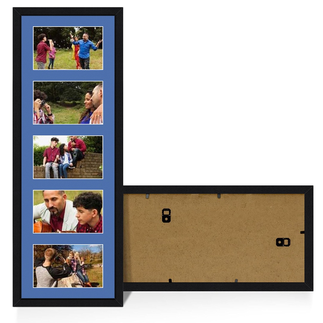 26x8" Sleek Black Multi Aperture Photo Frame - Fits 6x4" (x5) Photos | Collage Frame thumbnail 1