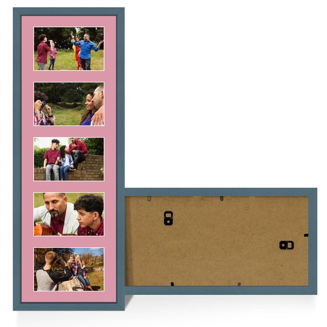26x8" Navy Blue Sleek Multi Aperture Photo Frame - Fits 6x4" (x5) Photos | Collage Frame
