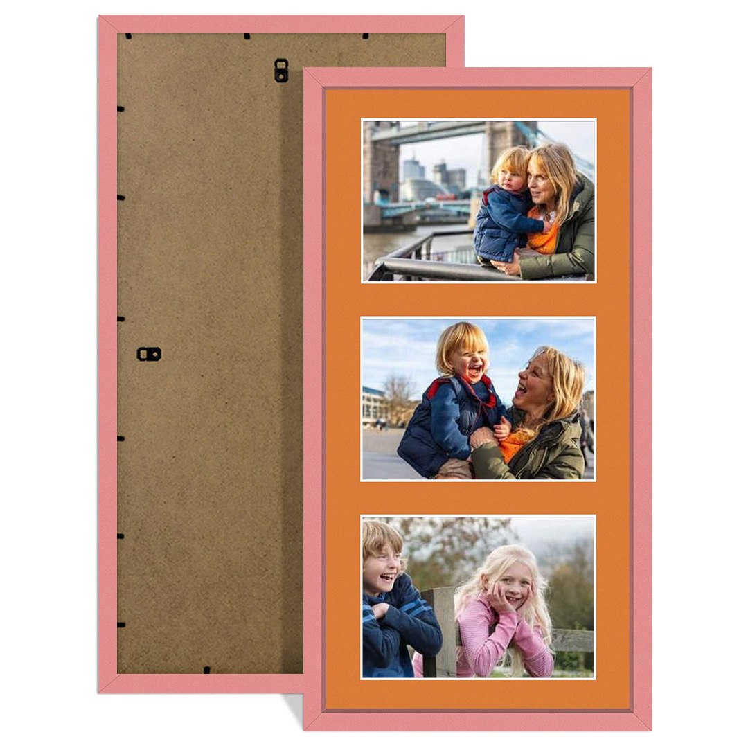 40x20cm Sleek Pastel Pink Multi Aperture Photo Frame - Fits 6x4" (x3) Photos | Collage Frame