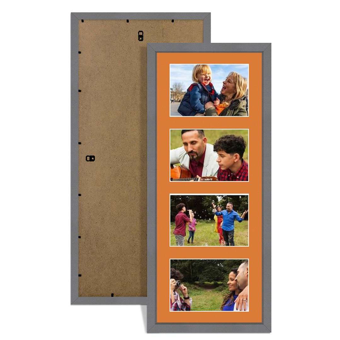 50x20cm Sleek Dark Grey Multi Aperture Photo Frame - Fits 6x4" (x4) Photos | Collage Frame