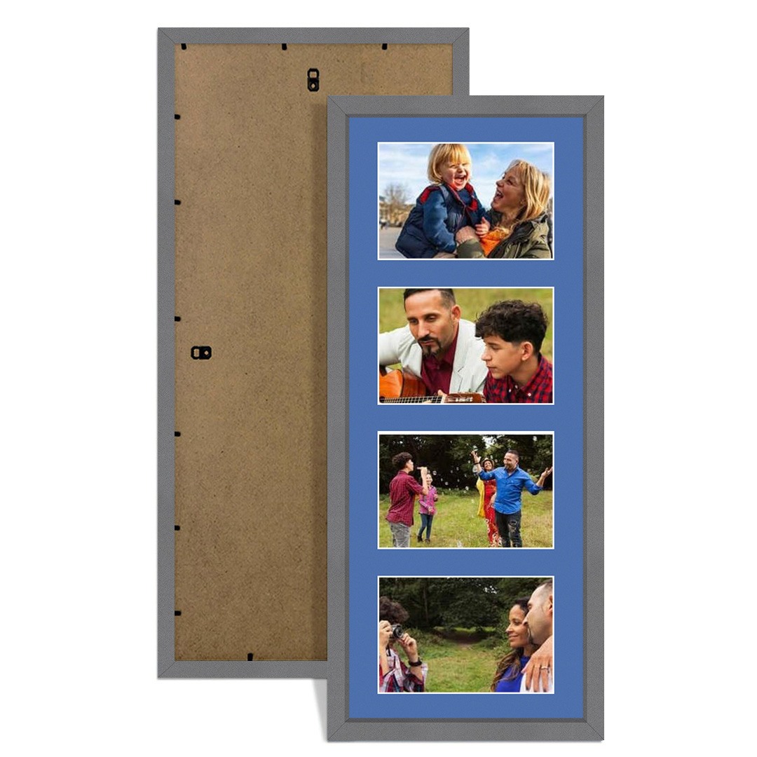 50x20cm Sleek Dark Grey Multi Aperture Photo Frame - Fits 6x4" (x4) Photos | Collage Frame thumbnail 1