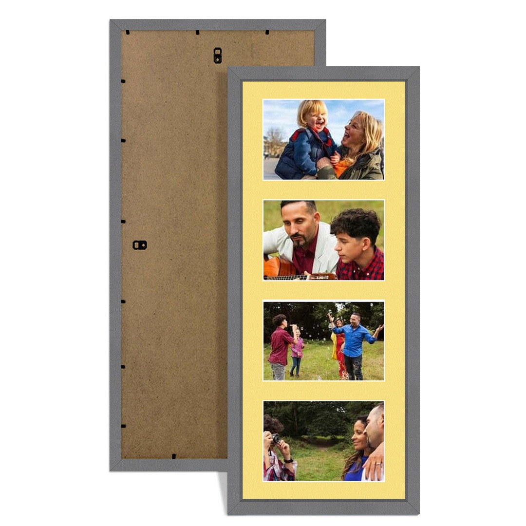 50x20cm Sleek Dark Grey Multi Aperture Photo Frame - Fits 6x4" (x4) Photos | Collage Frame