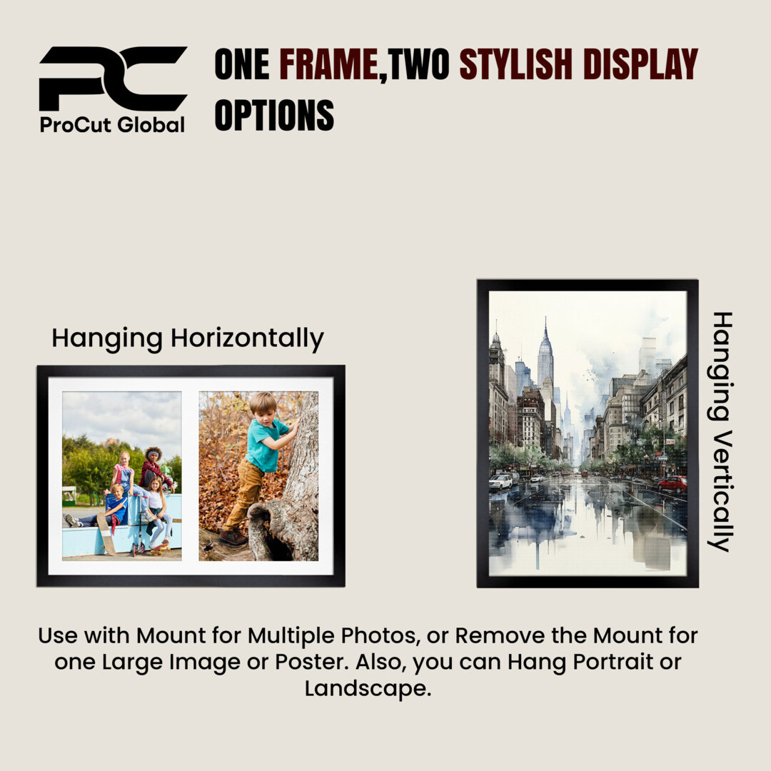 20x14" Rose Gold Modern Multi Aperture Photo Frame Holds A4 (x2) Photos With Antique Gold Mount | Modern Collage Frame thumbnail 4