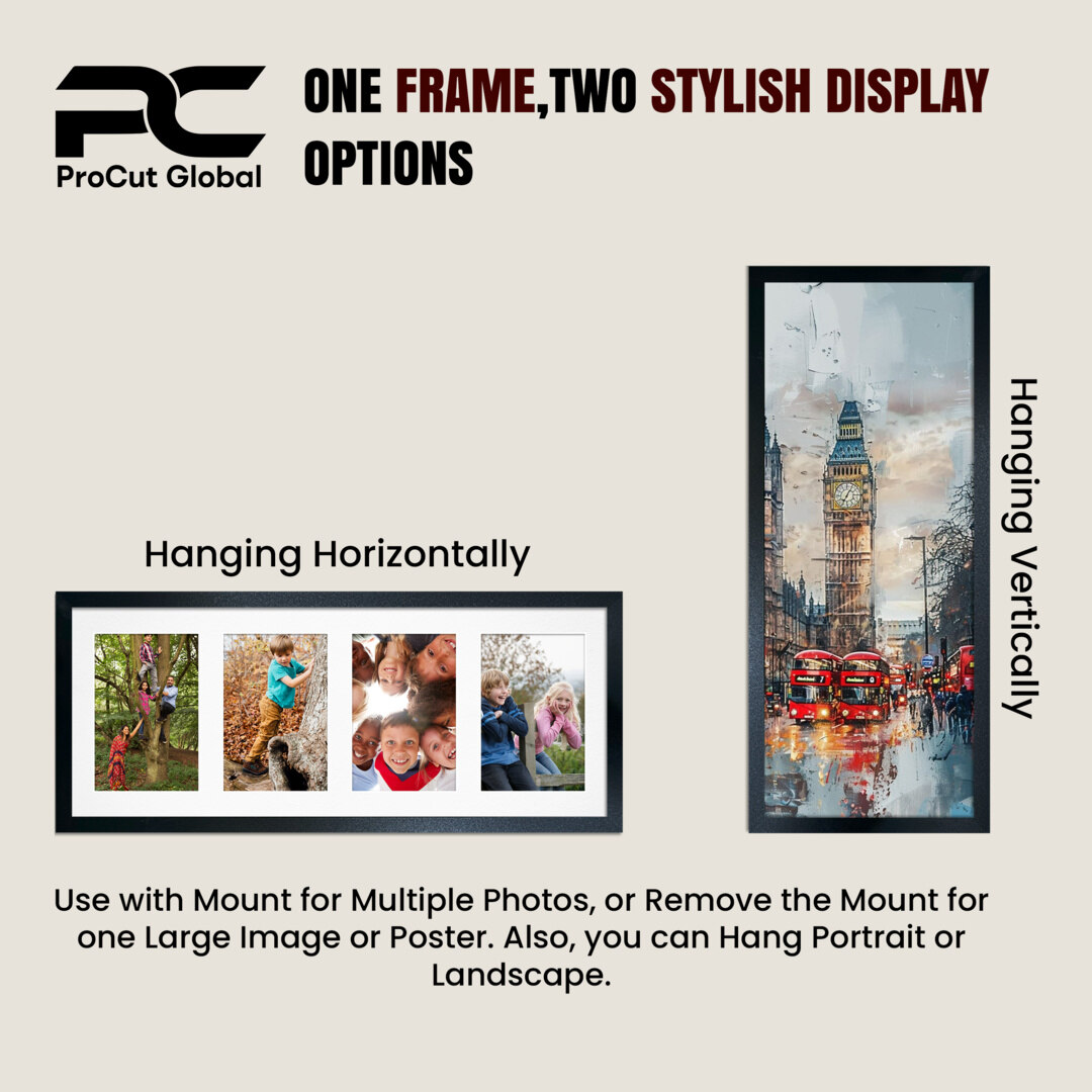 40x20cm Rustic Oak Modern Multi Aperture Photo Frame - Fits 6x4" (x3) Photos | Collage Frame thumbnail 4