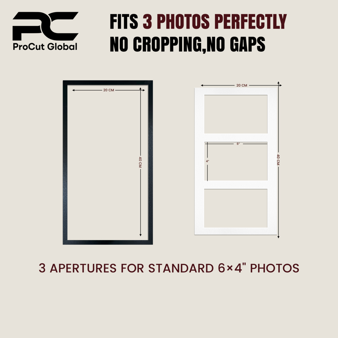 40x20cm Ash White Modern Multi Aperture Photo Frame - Fits 6x4" (x3) Photos | Collage Frame thumbnail 3