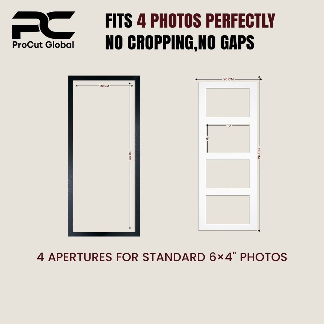 50x20cm Purple Modern Multi Aperture Photo Frame Holds 6x4" (x4) Photos With Sage Green Mount | Modern Collage Frame thumbnail 3