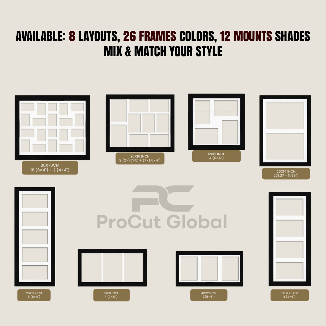40x20cm Rustic Oak Modern Multi Aperture Photo Frame - Fits 6x4" (x3) Photos | Collage Frame thumbnail 8