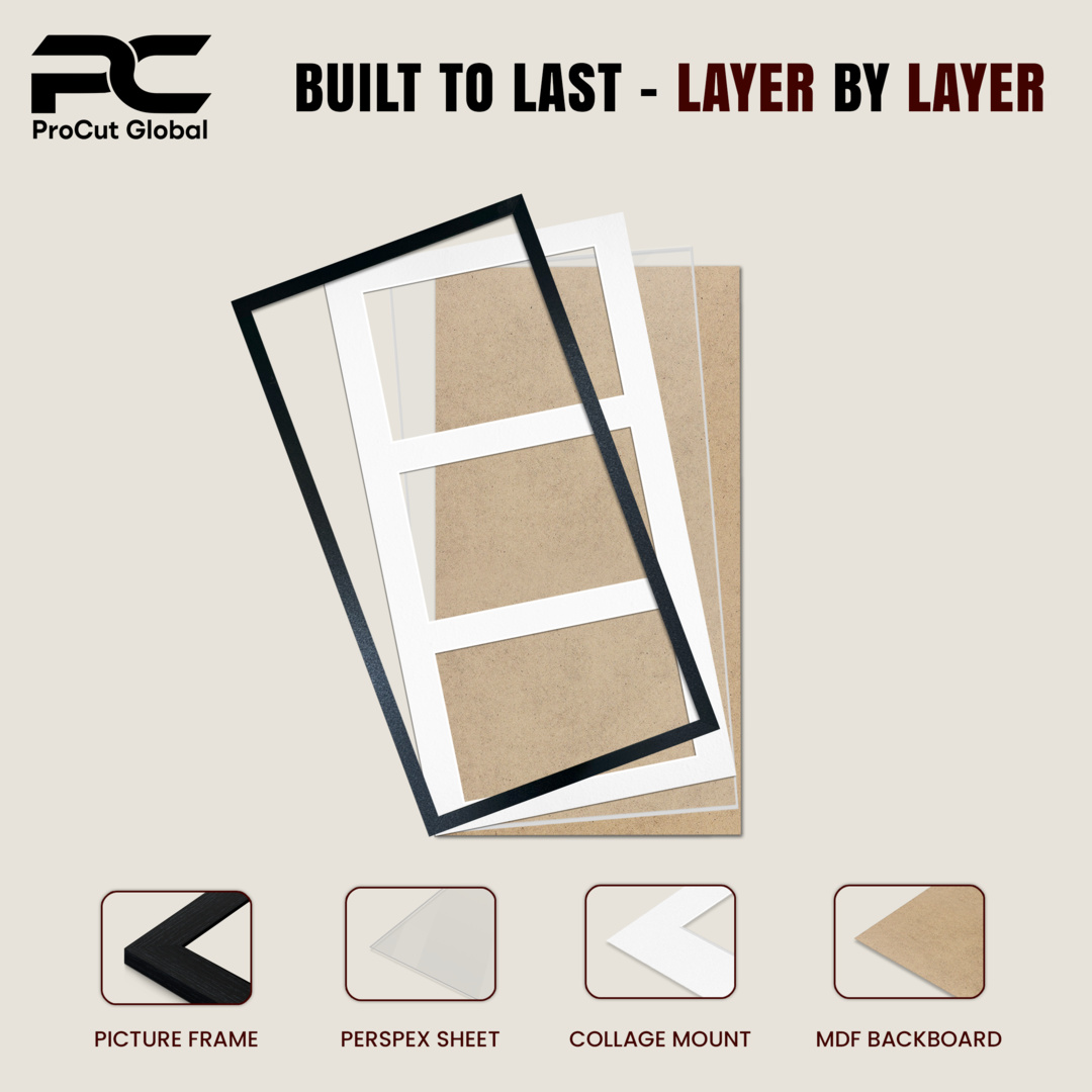 40x20cm Modern Walnut Multi Aperture Photo Frame - Fits 6x4" (x3) Photos | Collage Frame thumbnail 5
