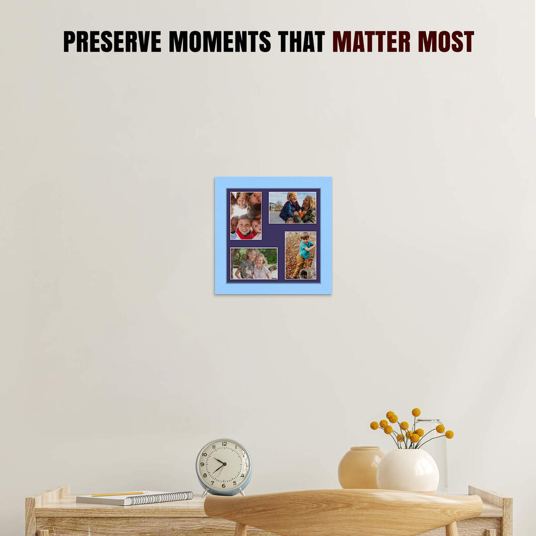 12x12" Baby Blue Modern Multi Aperture Photo Frame - Fits 6x4" (x4) Photos | Collage Frame thumbnail 2