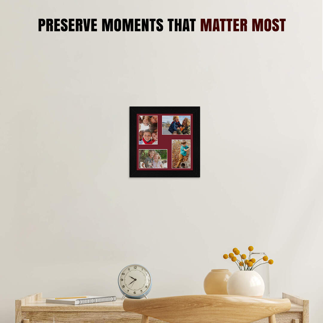 12x12" Black Modern Multi Aperture Photo Frame - Fits 6x4" (x4) Photos | Collage Frame thumbnail 2