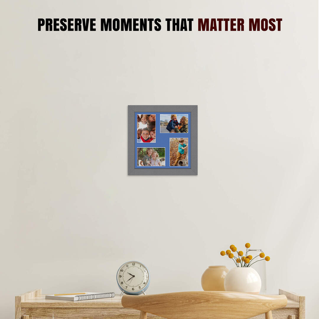 12x12" Dark Grey Modern Multi Aperture Photo Frame - Fits 6x4" (x4) Photos | Collage Frame thumbnail 2