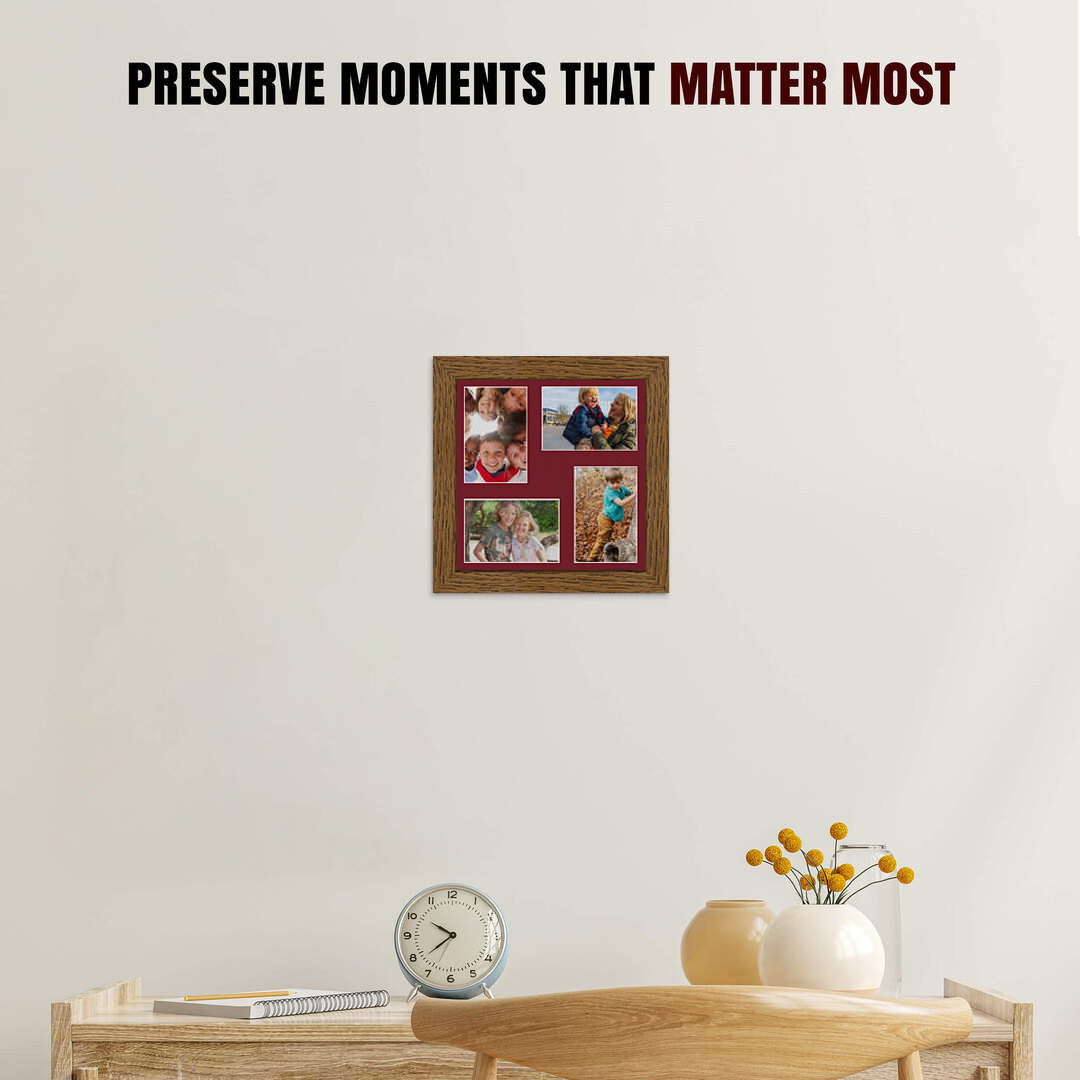 12x12" Dark Oak Modern Multi Aperture Photo Frame - Fits 6x4" (x4) Photos | Collage Frame thumbnail 2