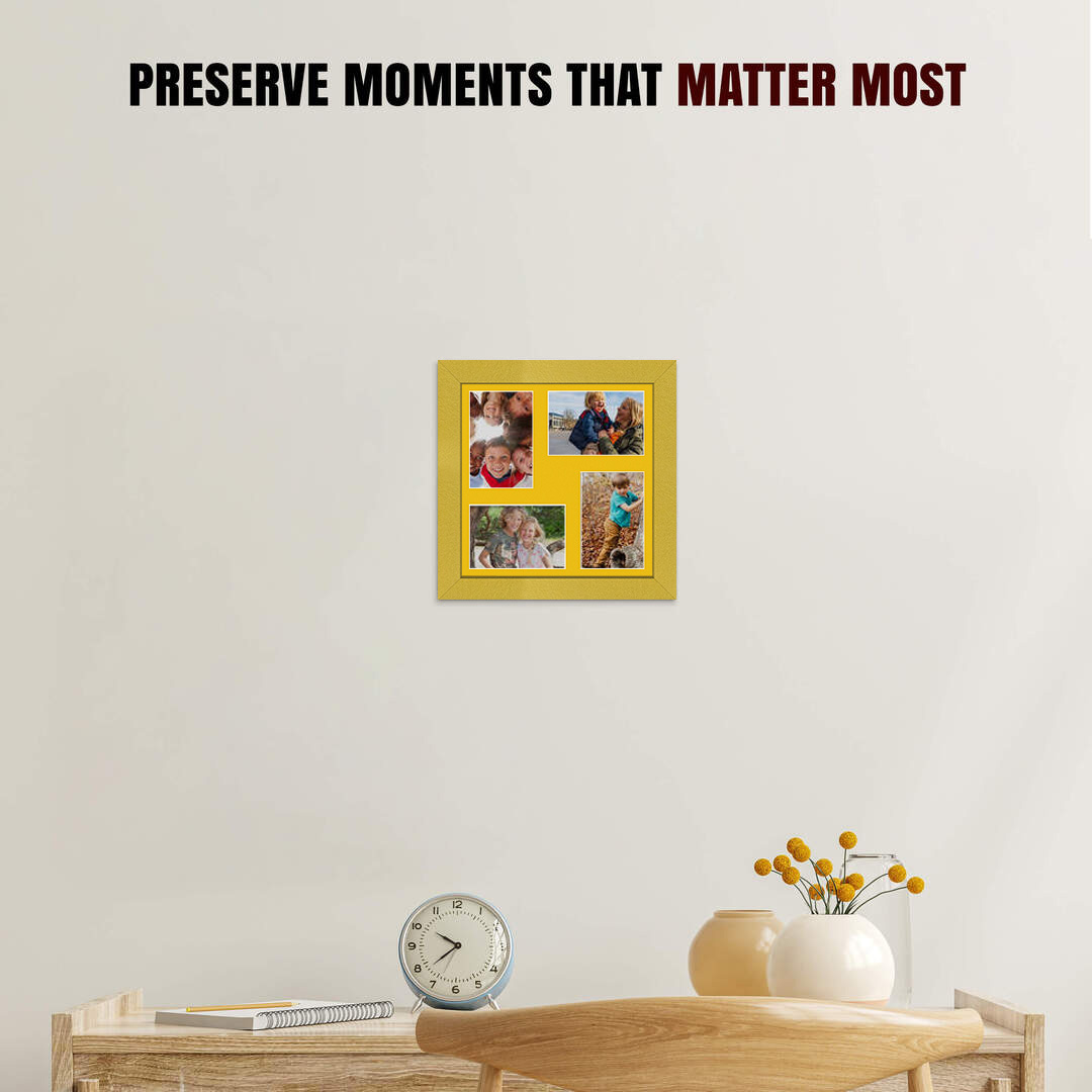12x12" Gold Modern Multi Aperture Photo Frame - Fits 6x4" (x4) Photos | Collage Frame thumbnail 2