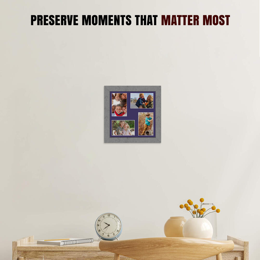 12x12" Grey Marble Modern Multi Aperture Photo Frame - Fits 6x4" (x4) Photos | Collage Frame thumbnail 2