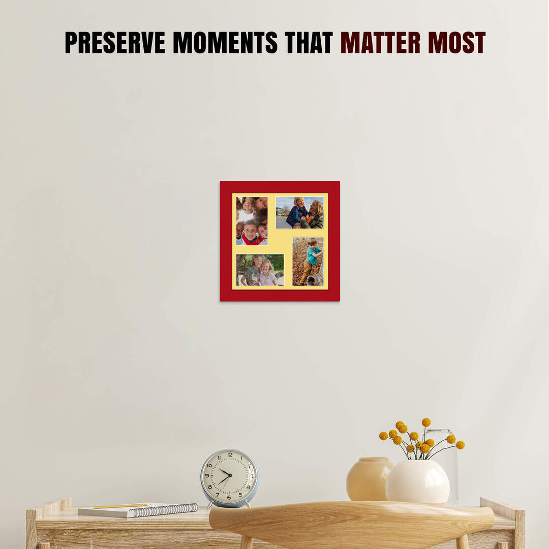 12x12" Red Modern Multi Aperture Photo Frame - Fits 6x4" (x4) Photos | Collage Frame thumbnail 2