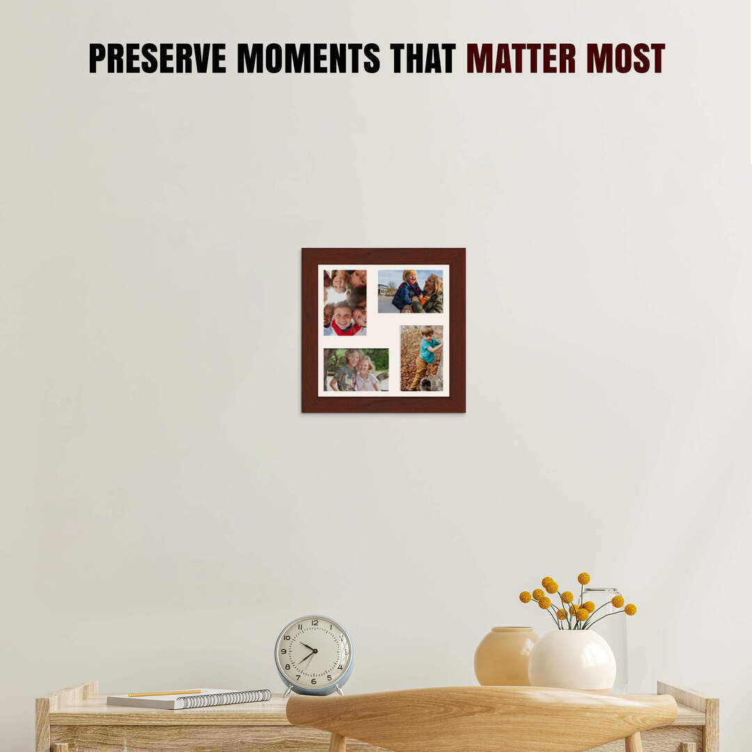 12x12" Rose Wood Modern Multi Aperture Photo Frame - Fits 6x4" (x4) Photos | Collage Frame thumbnail 2