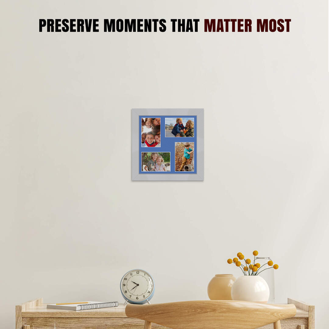 12x12" Silver Modern Multi Aperture Photo Frame - Fits 6x4" (x4) Photos | Collage Frame thumbnail 2