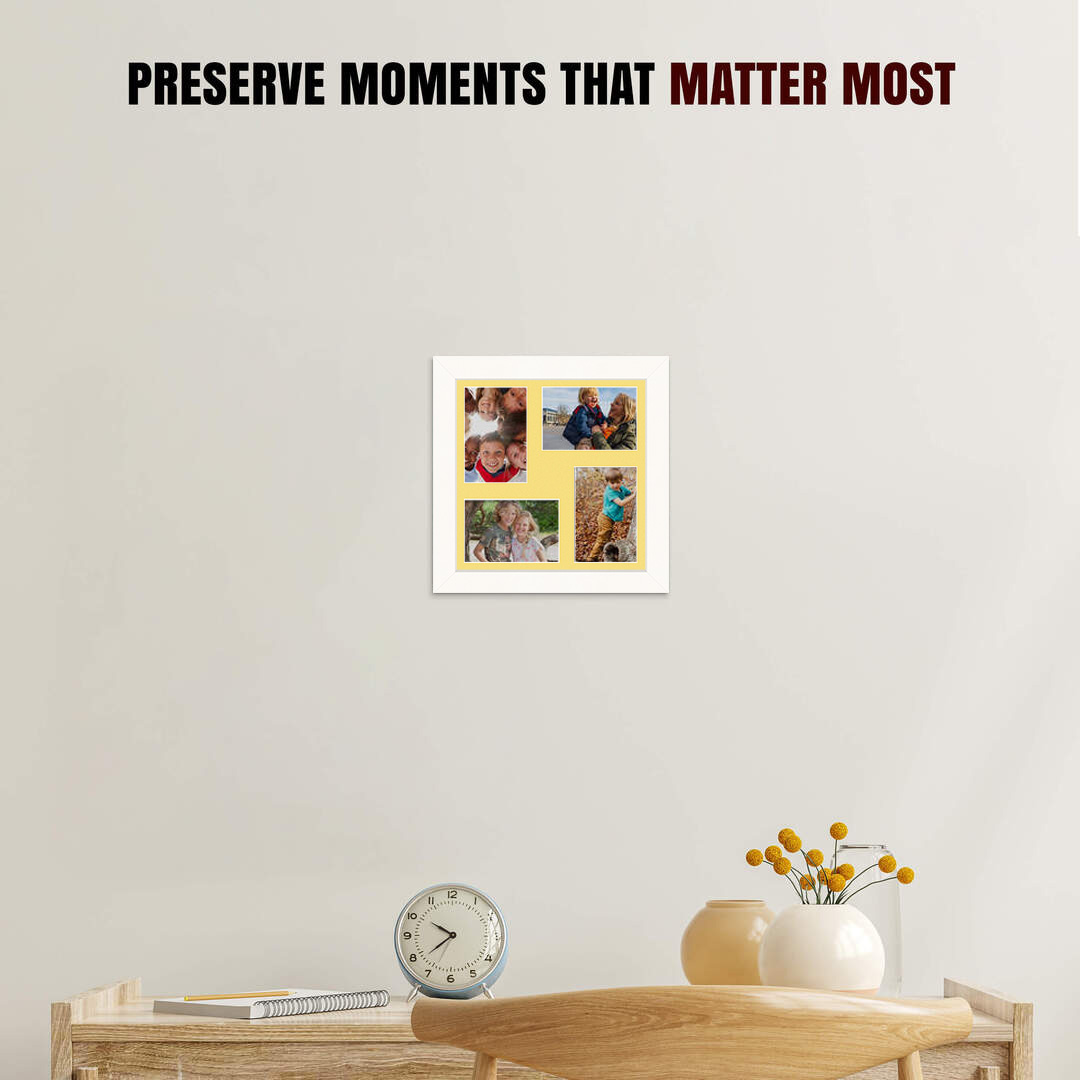 12x12" White Modern Multi Aperture Photo Frame - Fits 6x4" (x4) Photos | Collage Frame thumbnail 2