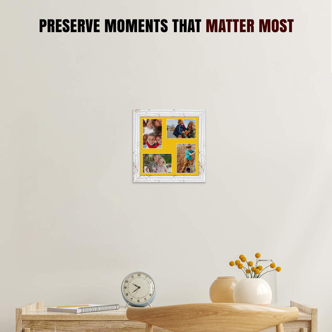 12x12" Modern White Rustic Multi Aperture Photo Frame - Fits 6x4" (x4) Photos | Collage Frame thumbnail 2