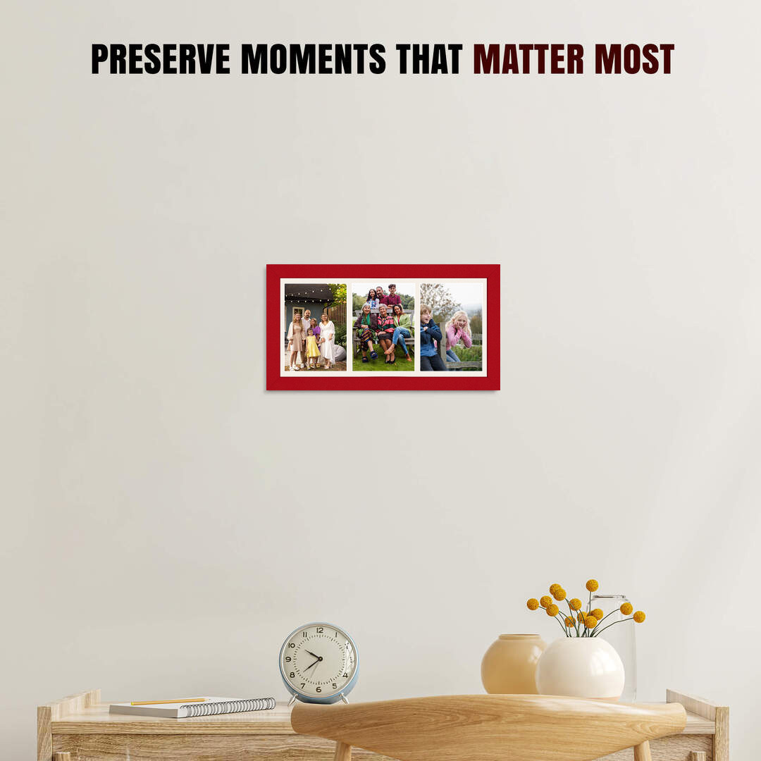 16x8" Red Modern Multi Aperture Photo Frame - Fits 7x5" (x3) Photos | Collage Frame thumbnail 2
