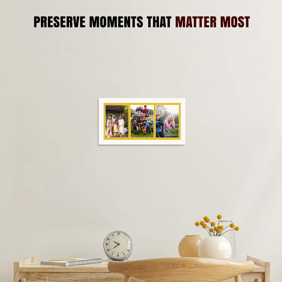 16x8" White Modern Multi Aperture Photo Frame - Fits 7x5" (x3) Photos | Collage Frame thumbnail 2