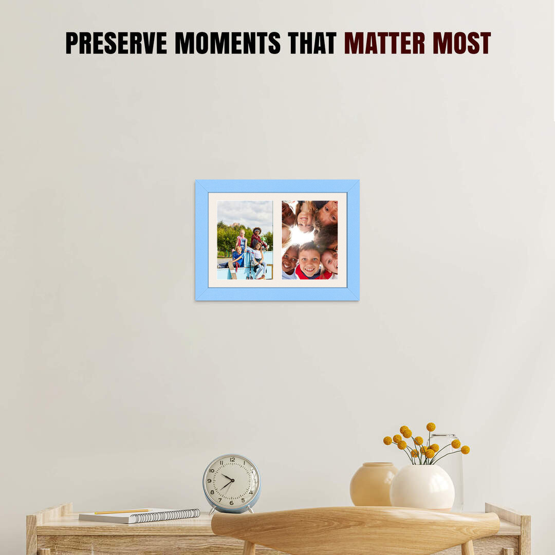 20x14" Baby Blue Modern Multi Aperture Photo Frame - Fits A4 (x2) Photos | Collage Frame thumbnail 2