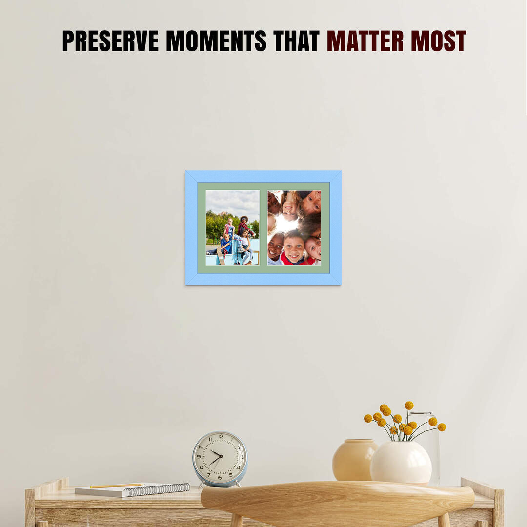 20x14" Modern Baby Blue Multi Aperture Photo Frame - Fits A4 (x2) Photos | Collage Frame thumbnail 2