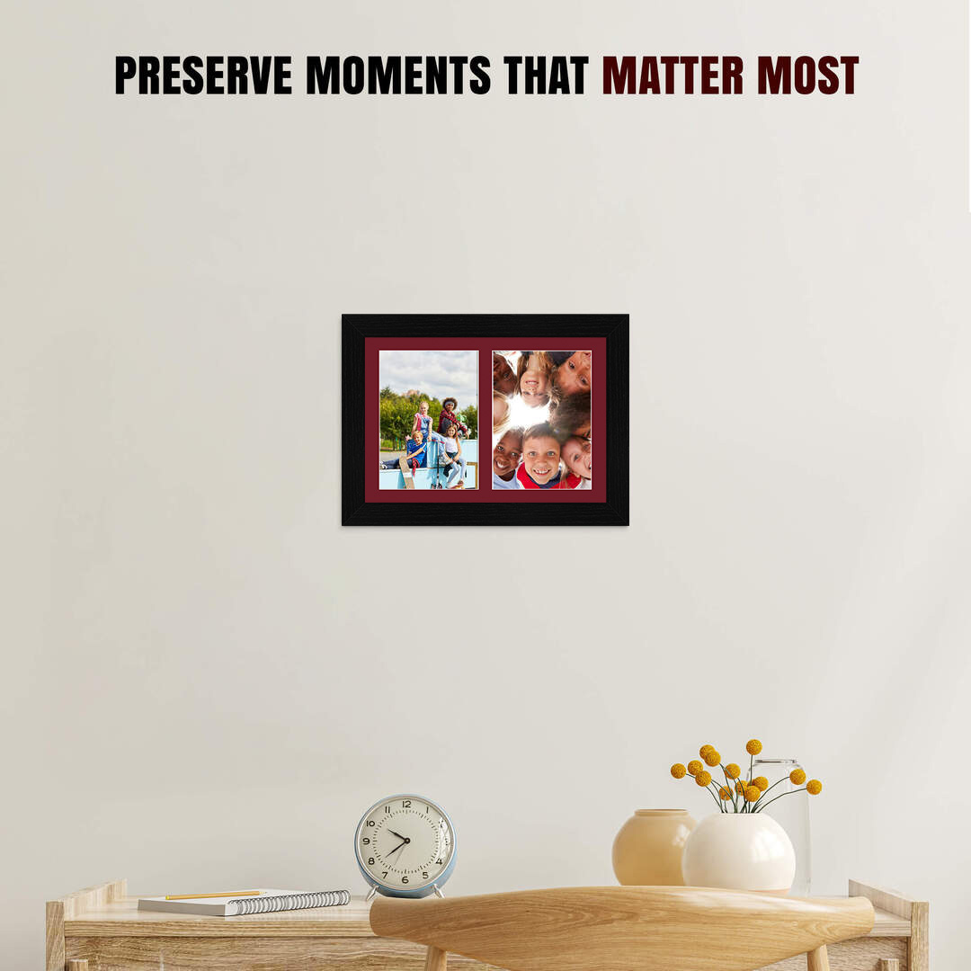 20x14" Black Modern Multi Aperture Photo Frame - Fits A4 (x2) Photos | Collage Frame thumbnail 2