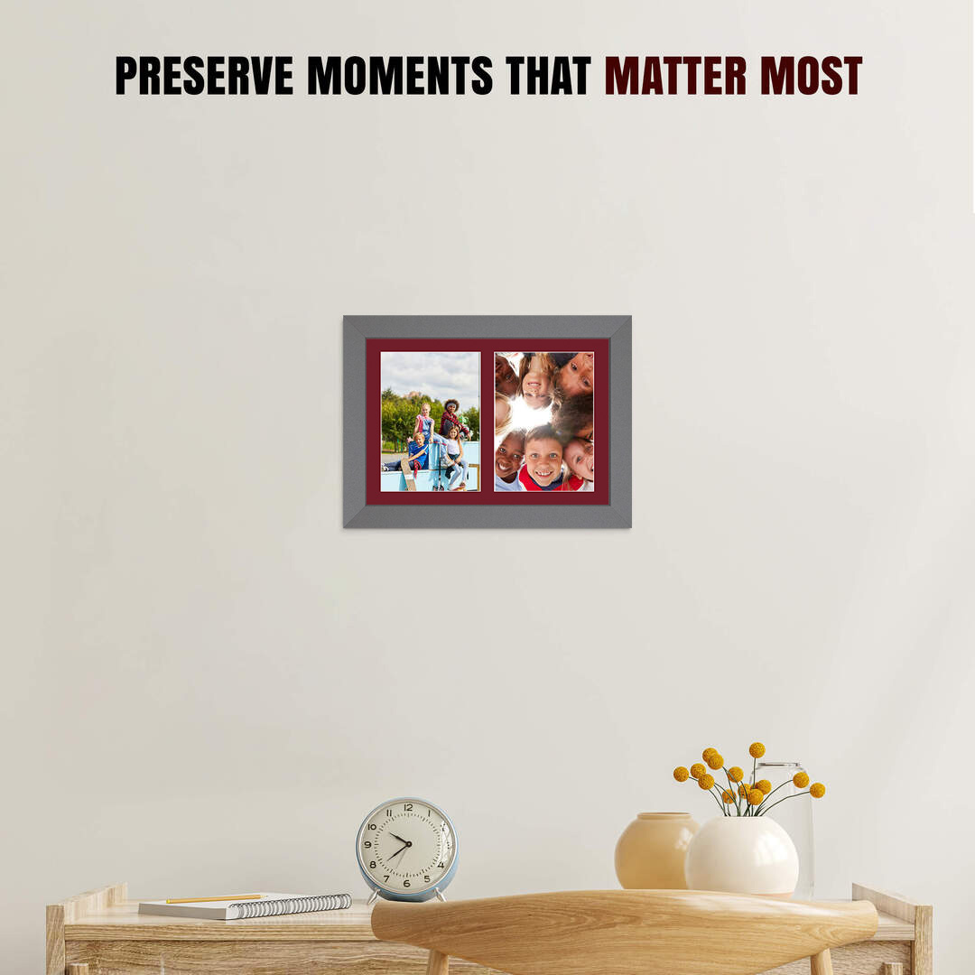20x14" Modern Dark Grey Multi Aperture Photo Frame - Fits A4 (x2) Photos | Collage Frame thumbnail 2