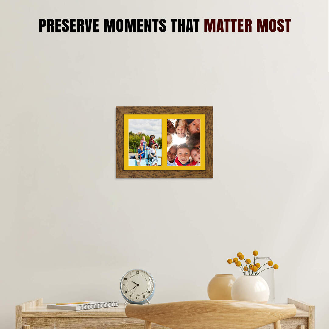 20x14" Dark Oak Modern Multi Aperture Photo Frame - Fits A4 (x2) Photos | Collage Frame thumbnail 2