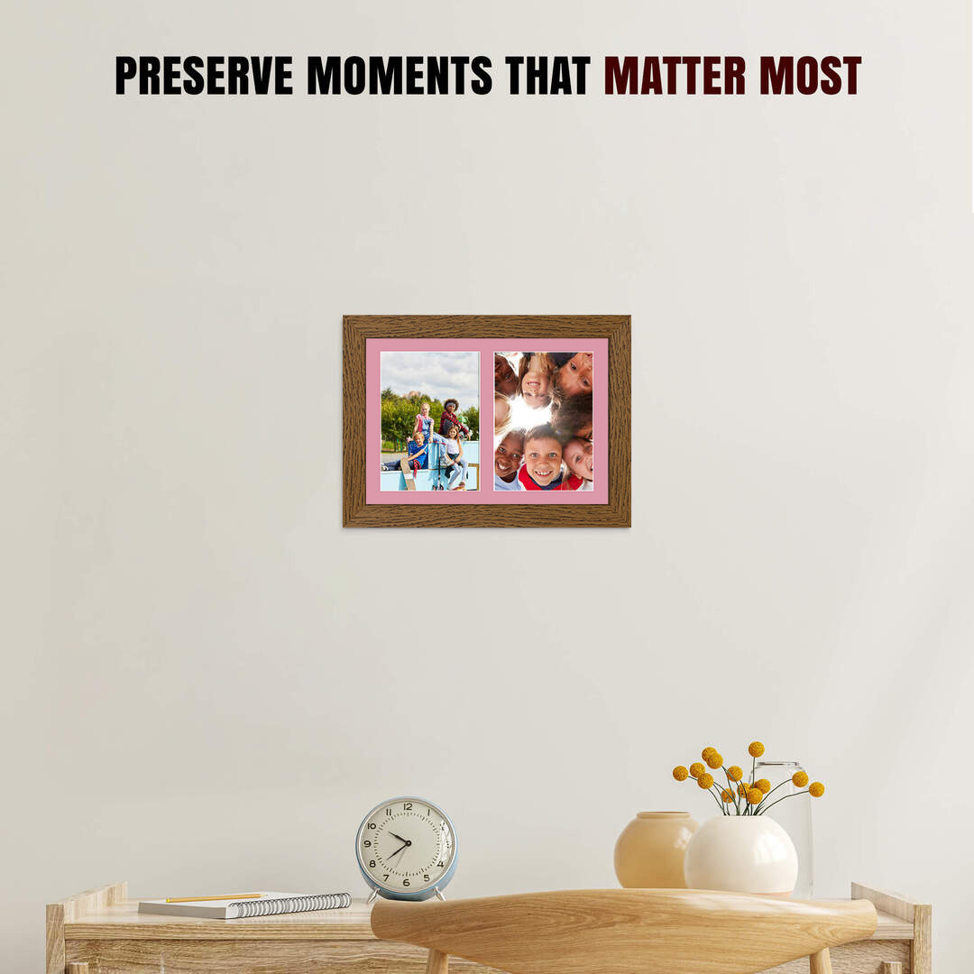 20x14" Dark Oak Modern Multi Aperture Photo Frame - Fits A4 (x2) Photos | Collage Frame thumbnail 2