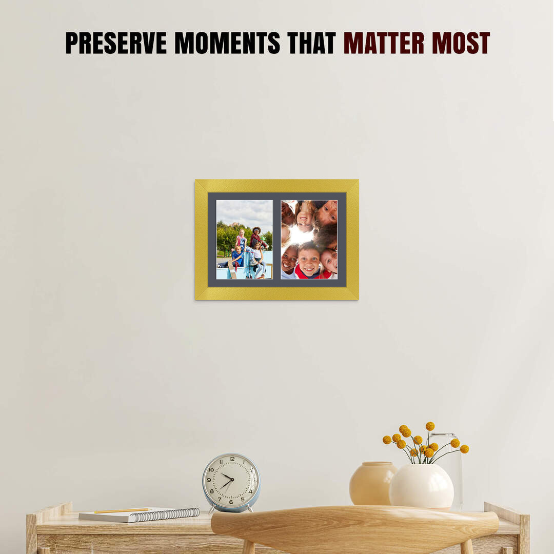 20x14" Gold Modern Multi Aperture Photo Frame - Fits A4 (x2) Photos | Collage Frame thumbnail 2