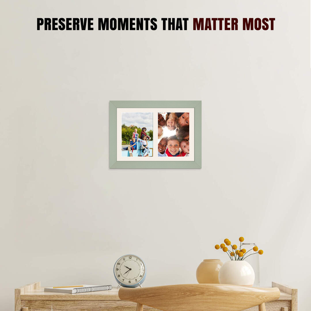 20x14" Modern Green Multi Aperture Photo Frame - Fits A4 (x2) Photos | Collage Frame thumbnail 2