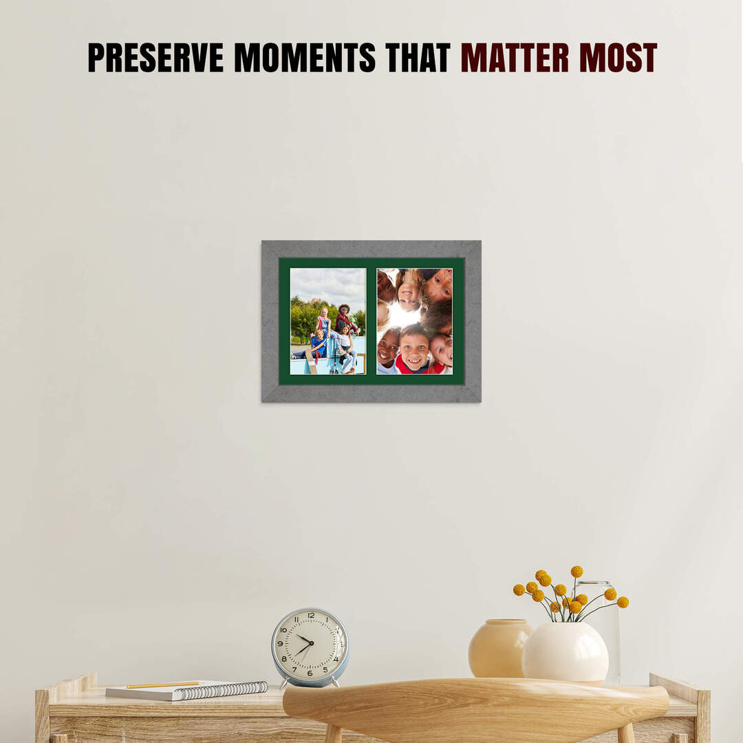 20x14" Modern Grey Marble Multi Aperture Photo Frame - Fits A4 (x2) Photos | Collage Frame thumbnail 2