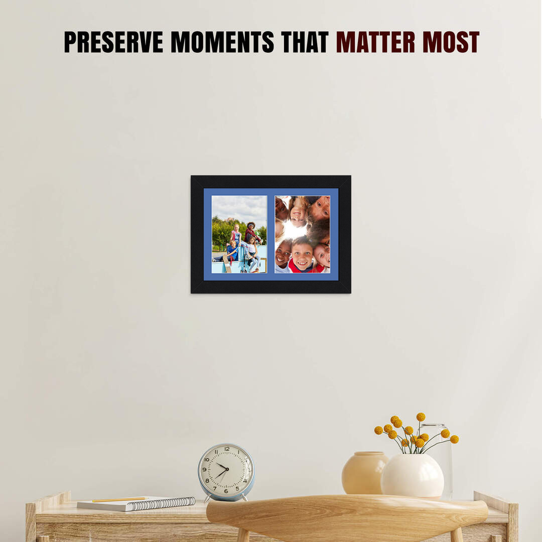 20x14" Modern Mat Black Multi Aperture Photo Frame - Fits A4 (x2) Photos | Collage Frame thumbnail 2