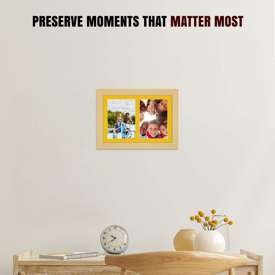 20x14" Modern Mustard Yellow Multi Aperture Photo Frame - Fits A4 (x2) Photos | Collage Frame thumbnail 2