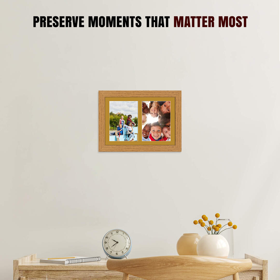 20x14" Modern Oak Multi Aperture Photo Frame - Fits A4 (x2) Photos | Collage Frame thumbnail 2